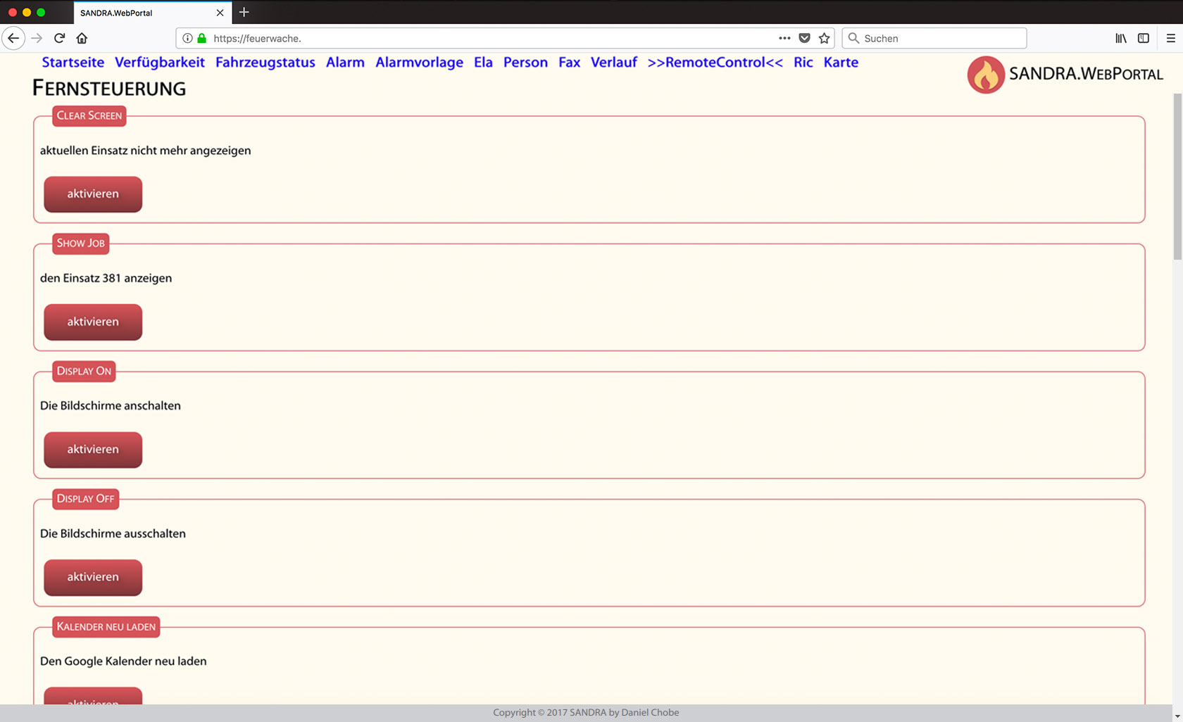 Beispielansicht: Sandra-Webportal