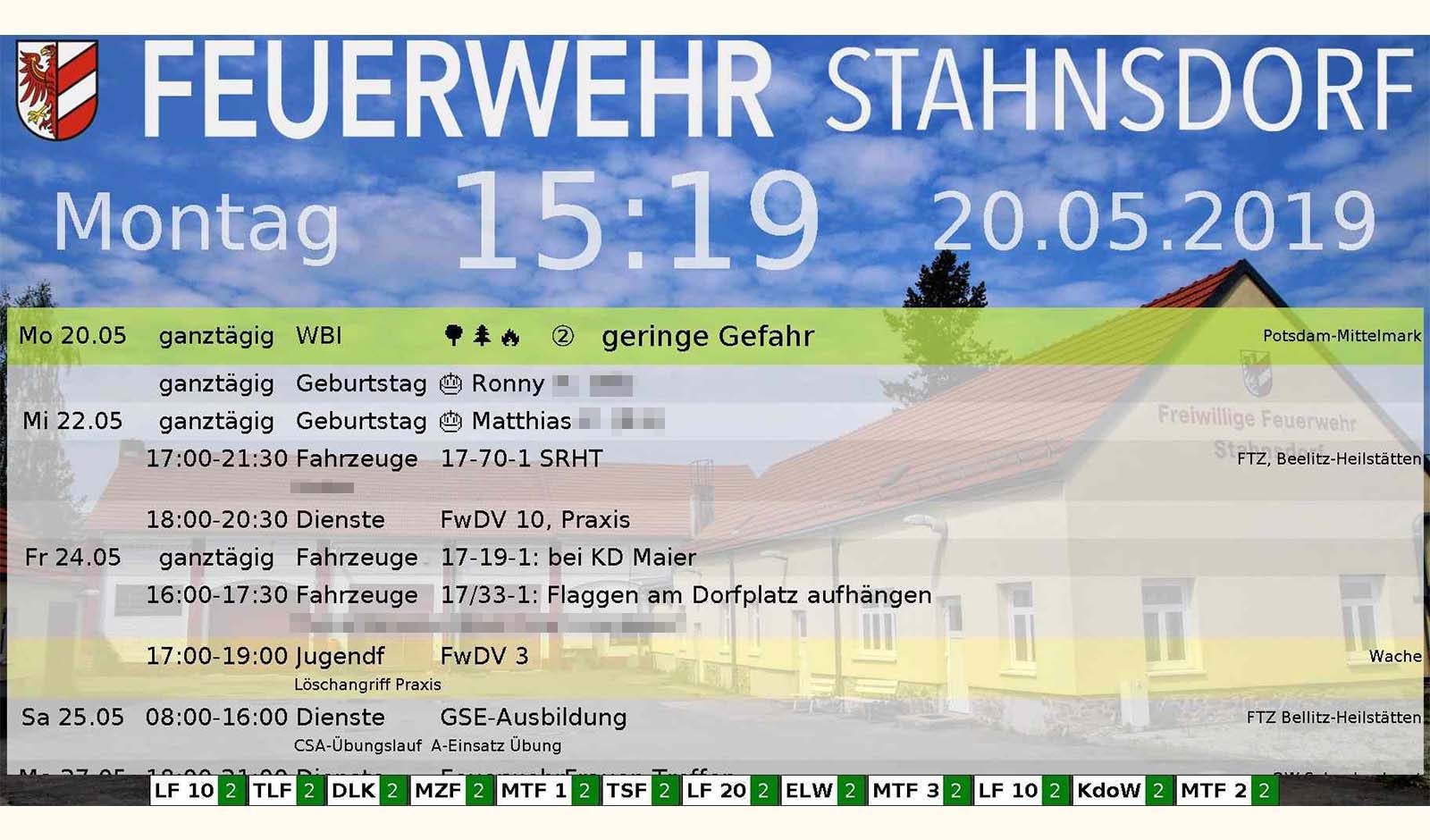 Beispielansicht: Anzeige, wenn kein Einsatz ist