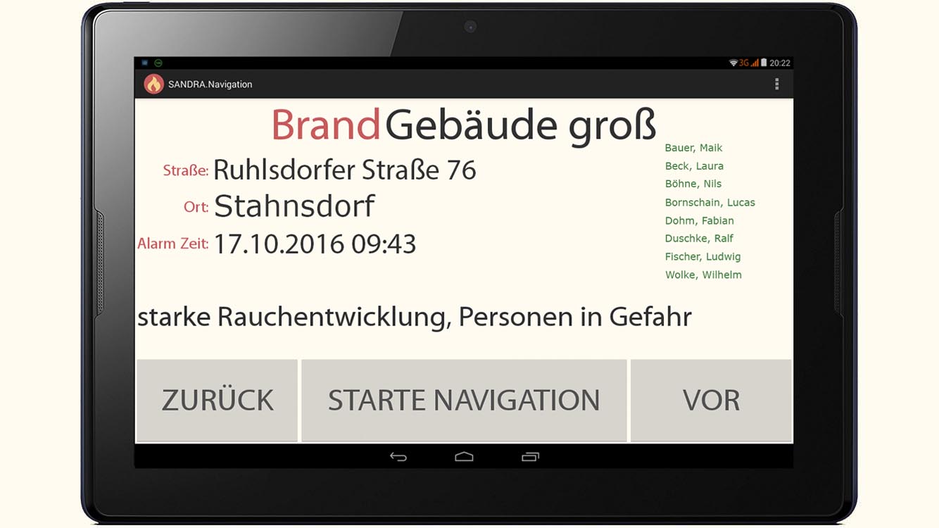 Beispielansicht: Die Sandra App
